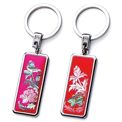 Korean Traditional Mother of Pearl Key Chain Peony Design